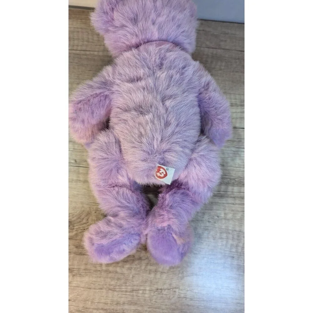Ty Beanie  Buddies Purple Teddy Bear With‎ Ribbon 14